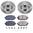 KOE7358 Front Brake Disc and Pad Kit, Natural Finish, Plain Surface, 4 Lugs, 280 mm, Ceramic, Z17 OE Replacement