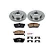 KOE740 Rear Brake Disc and Pad Kit, Natural Finish, Plain Surface, 4 Lugs, 258 mm, Ceramic, Z17 OE Replacement