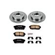 KOE741 Rear Brake Disc and Pad Kit, Natural Finish, Plain Surface, 4 Lugs, 258 mm, Ceramic, OE Replacement