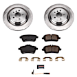 KOE7448 Rear Brake Disc and Pad Kit, Natural Finish, Plain Surface, 5 Lugs, 345 mm, Ceramic, Z17 OE Replacement