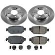 KOE7515 Rear Brake Disc and Pad Kit, Plain Surface 5 Lugs 264.5 mm Ceramic OE Replacement