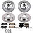 KOE7523 4-Wheel Set Front and Rear Brake Disc and Pad Kit, Plain Surface, 5 Lugs, Ceramic, OE Replacement