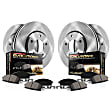KOE755 Front and Rear OE Stock Replacement Low-Dust Ceramic Brake Pad and Rotor Kit, 5 Lug Models