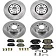 KOE7598 Front and Rear Brake Disc and Pad Kit, Natural Finish, Plain Surface, 5 Lugs, 278 mm, Ceramic, OE Replacement