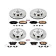KOE7631 4-Wheel Set Front and Rear Brake Disc and Pad Kit, Plain Surface, 5 Lugs, Ceramic, Z17 OE Replacement