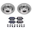 KOE7720 Rear Brake Disc and Pad Kit, Natural Finish, Plain Surface, 5 Lugs, 264 mm, Ceramic, OE Replacement