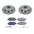 KOE7881 Rear Brake Disc and Pad Kit, Natural Finish, Plain Surface, 5 Lugs, 291.9 mm, Ceramic, OE Replacement