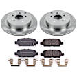 KOE8021 Rear Brake Disc and Pad Kit, Natural Finish, Plain Surface, 5 Lugs, 308 mm, Ceramic, OE Replacement