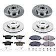 KOE8066 Front and Rear Brake Disc and Pad Kit, Natural Finish, Plain Surface, 5 Lugs, 281.6 mm, Ceramic, OE Replacement
