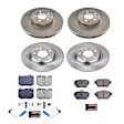 KOE8072 Front and Rear Brake Disc and Pad Kit, Natural Finish, Plain Surface, 5 Lugs, 342.3 mm, Ceramic, Z17 OE Replacement