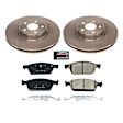KOE8175 Front Brake Disc and Pad Kit, Natural Finish, Plain Surface, 5 Lugs, 320 mm, Ceramic, Z17 OE Replacement