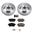 KOE8194 Rear Brake Disc and Pad Kit, Natural Finish, Cross-Drilled, 5 Lugs, 340.2 mm, Ceramic, Z17 OE Replacement