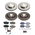 KOE8265 Front and Rear Brake Disc and Pad Kit, Natural Finish, Plain Surface, 5 Lugs, 320 mm, Ceramic, Z17 OE Replacement