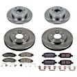 KOE8273 Front and Rear Brake Disc and Pad Kit, Natural Finish, Plain Surface, 5 Lugs, 282.7 mm, Ceramic, Z17 OE Replacement