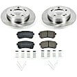 KOE8277 Rear Brake Disc and Pad Kit, Natural Finish, Plain Surface, 5 Lugs, 262 mm, Ceramic, FWD, Z17 OE Replacement