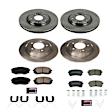 KOE8287 4-Wheel Set Front and Rear Brake Disc and Pad Kit, Plain Surface, 5 Lugs, Ceramic, Front Wheel Drive, Z17 OE Replacement