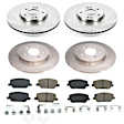 KOE8308 Front and Rear Brake Disc and Pad Kit, Plain Surface 5 Lugs 304.9 mm Ceramic Z17 OE Replacement