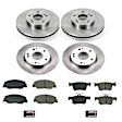 KOE8343 Front and Rear Brake Disc and Pad Kit, Natural Finish, Plain Surface, 5 Lugs, 259.8 mm, Ceramic, Z17 OE Replacement