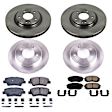 KOE8345 4-Wheel Set Front and Rear Brake Disc and Pad Kit, Plain Surface, 5 Lugs, Ceramic, Z17 OE Replacement