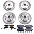 KOE8348 4-Wheel Set Front and Rear Brake Disc and Pad Kit, Plain Surface, 5 Lugs, Ceramic, Z17 OE Replacement Series