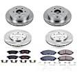 4-Wheel Set Power Stop&reg; KOE8357 Front and Rear OE Stock Replacement Low-Dust Ceramic Brake Pad and Rotor Kit