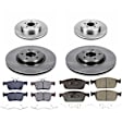 KOE8390 Front and Rear Brake Disc and Pad Kit, Natural Finish, Plain Surface, 5 Lugs, 315.8 mm, Ceramic, FWD, Z17 OE Replacement