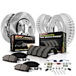 KOE8633 4-Wheel Set Front and Rear Brake Disc and Pad Kit, Plain Surface, 5 Lugs, Ceramic, Z17 OE Replacement