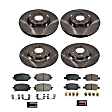KOE8733 Front and Rear Brake Disc and Pad Kit, Natural Finish, Plain Surface, 5 Lugs, 304.7 mm, Ceramic, Z17 OE Replacement