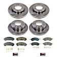KOE8802 Front and Rear Brake Disc and Pad Kit, Plain Surface, 6 Lugs, 308 mm, Ceramic, Z17 OE Replacement
