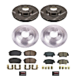 KOE8808 Front and Rear Brake Disc and Pad Kit, Plain Surface, 5 Lugs, 262.2 mm, Ceramic, Z17 OE Replacement