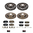 KOE8816 Front and Rear Brake Disc and Pad Kit, Plain Surface, 5 Lugs, 291.8 mm, Ceramic, Z17 OE Replacement