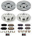 KOE8890 Front and Rear Brake Disc and Pad Kit, Natural Finish, Plain Surface, 5 Lugs, 262 mm, Ceramic, Z17 OE Replacement