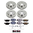 KOE9153 Front and Rear Brake Disc and Pad Kit, Plain Surface, 5 Lugs, 12.64 in., Ceramic