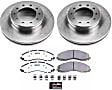 MDK7422 2-Wheel Set Front Brake Disc and Pad Kit, Plain Surface 10 Lugs 390.9 mm 4 X 4 Z36 Extreme Truck And Tow, Includes (2) Brake Disc and (1) Brake Pad Set