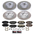 SC6972 Front and Rear Brake Disc and Pad Kit, Plain Surface, 5 Lugs, Front - 279.8 mm and Rear - 264.5 mm, Ceramic
