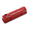 141-931 Valve Covers, Slant-Edge Tall, With Raised Bowtie Logo, Small Block Chevy