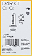 D4RC1 Driver or Passenger Side HID D4R Headlight Bulb, High Beam or Low Beam, Sold individually