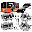 APBC3621 12 Pcs Front & Rear Brake Calipers & Ceramic Brake Pads