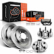 APBRPR1073 8 Pcs Rear Disc Brake Rotors & Ceramic Brake Pads & Hub Bearings