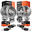 APBRPR1849 16 Pcs Front & Rear Disc Brake Rotors & Ceramic Brake Pads & Hub Bearings