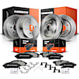 APBRPR198 Front & Rear Disc Brake Rotors & Ceramic Brake Pads