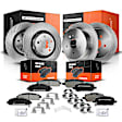 APBRPR217 Front & Rear Disc Brake Rotors & Ceramic Brake Pads