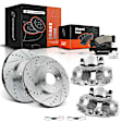 APBRPS1117 8 Pcs Front Drilled Brake Rotors & Pads + Brake Calipers