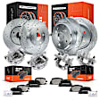 APBRPS1373 16 Pcs Front & Rear Drilled Brake Rotors & Pads + Brake Calipers