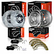 APBRPS1566 12 Pcs Front Drilled Brake Rotors & Ceramic Brake Pads & Rear Brake Drums & Brake Shoes