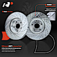 APBRPS1566 12 Pcs Front Drilled Brake Rotors & Ceramic Brake Pads & Rear Brake Drums & Brake Shoes