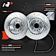 APBRPS1571 6 Pcs Front Driver & Passenger Drilled Brake Rotors & Ceramic Brake Pad