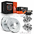 APBRPS525 8 Pcs Front Drilled Brake Rotors & Pads + Brake Calipers