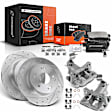 APBRPS555 8 Pcs Rear Drilled Brake Rotors & Pads + Brake Calipers