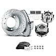 APBRPS572 8 Pcs Front Drilled Brake Rotor & Pads + Wheel Hub Bearing